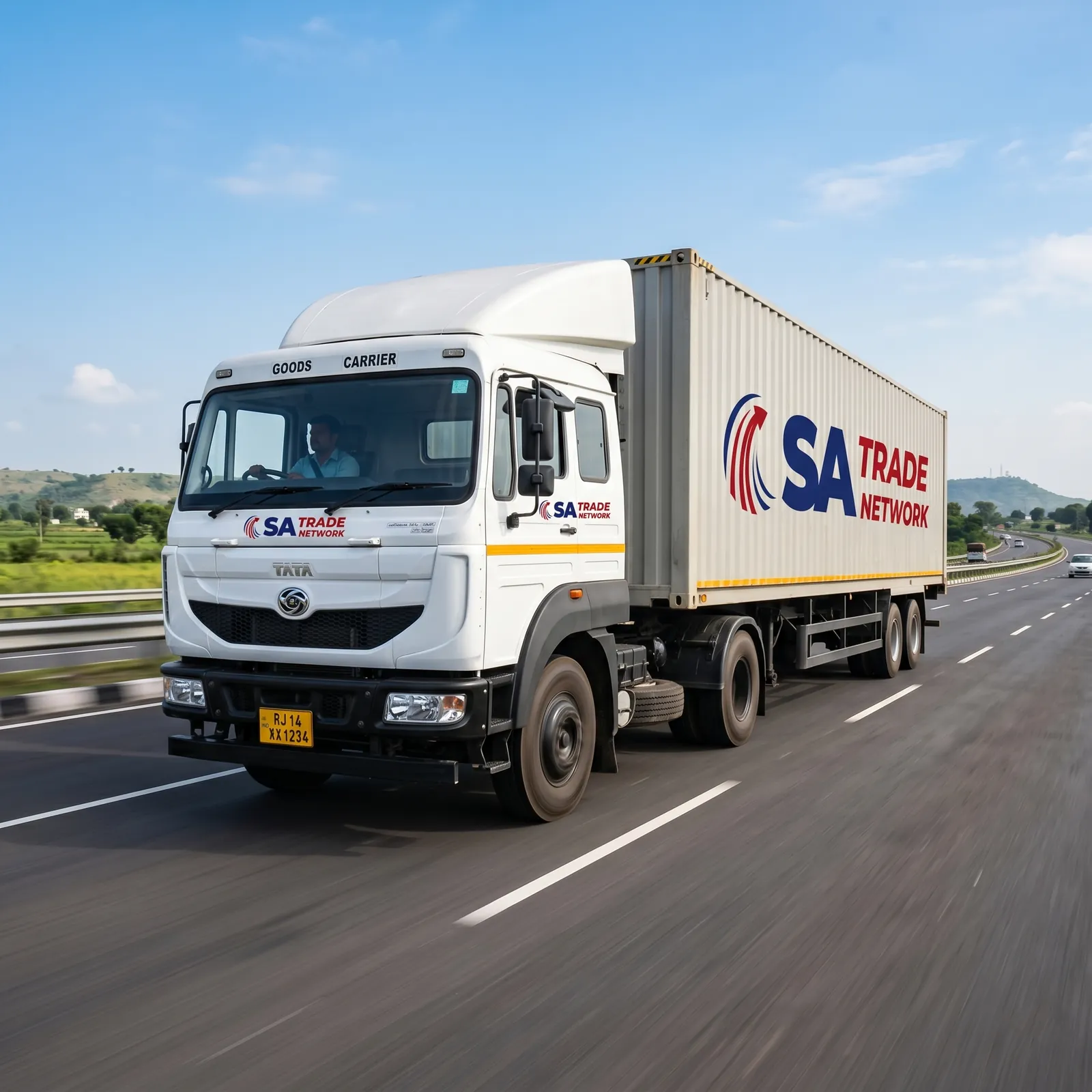 SA Trade Network branded container truck on a highway